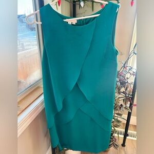 London Times Asymmetrical Teal Dress, sleeveless, size 12